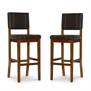 Home Square 2-Piece Furniture 30&quot Wood Bar Stool Set in Dark Brown