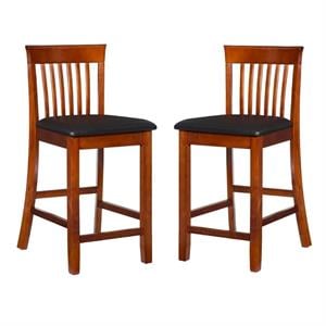 Home Square 2-Piece Furniture 24&quot Counter Stool Set in Cherry