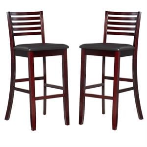 Home Square 2-Piece Furniture 30&quot Rubberwood Bar Stool Set in Espresso
