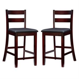 Home Square 2-Piece Furniture 24&quot Wood Counter Stool Set in Espresso