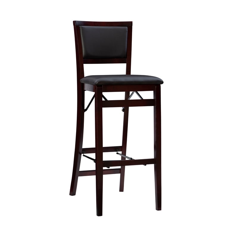Home Square 2-Piece Pad Back Wood Folding Bar Stool Set in Espresso Brown
