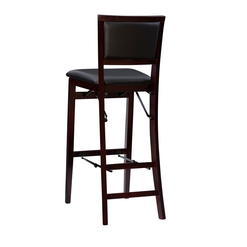 Home Square 2-Piece Pad Back Wood Folding Bar Stool Set in Espresso Brown