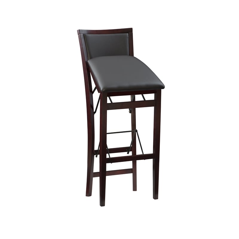 Home Square 2-Piece Pad Back Wood Folding Bar Stool Set in Espresso Brown