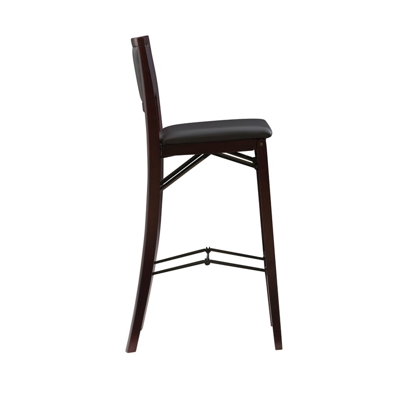Home Square 2-Piece Pad Back Wood Folding Bar Stool Set in Espresso Brown
