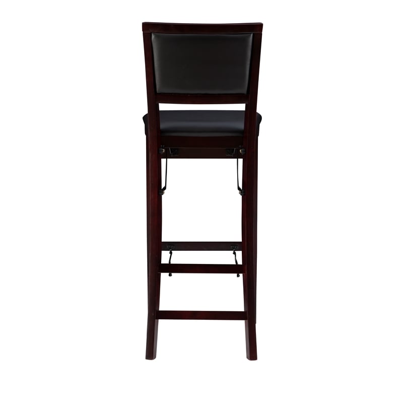 Home Square 2-Piece Pad Back Wood Folding Bar Stool Set in Espresso Brown