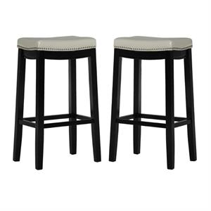 Home Square 2-Piece Furniture 32&quot Wood Bar Stool Set in White