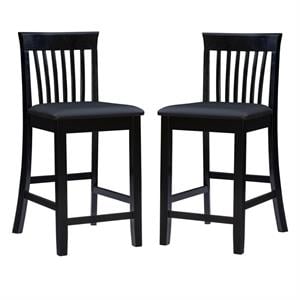Home Square 2-Piece Furniture 24&quot Wood Counter Stool Set in Black