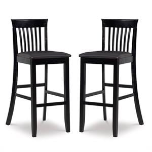 Home Square 2-Piece Furniture 30&quot Wood Bar Stool Set in Black