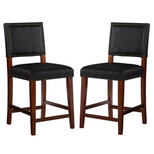 Home Square 2-Piece Furniture 24&quot Rubberwood Counter Stool Set in Black