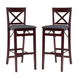 Home Square 2-Piece Furniture 30&quot Bar Stool Set in Espresso Brown