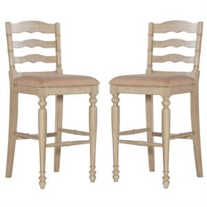 Home Square 2-Piece Furniture 30&quot Bar Stool Set in White Wash
