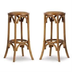 Home Square 2-Piece Furniture 30&quot Backless Bar Stool Set in Brown