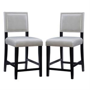 Home Square 2-Piece Furniture 24&quot Rubberwood Counter Stool Set in Gray