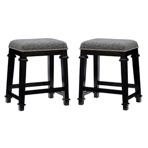 Home Square 2-Piece 25&quot Wood Backless Counter Stool Set in Black