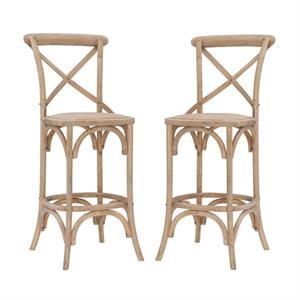 Home Square 2-Piece Furniture 30&quot Wood Bar Stool Set in Gray Wash