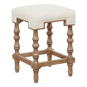 Home Square 2-Piece 24&quot Wood Backless Counter Stool Set in Natural Beige