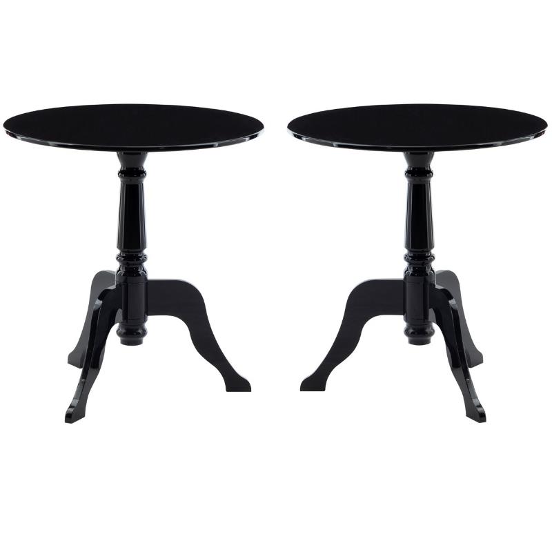 Home Square 2-Piece Furniture Transitional End Table Set in Black