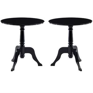 Home Square 2-Piece Furniture Transitional End Table Set in Black
