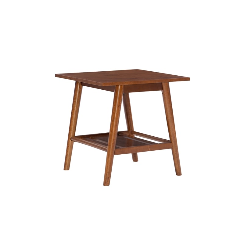 Home Square 2-Piece Furniture Solidwood End Table Set in Brown