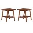 Home Square 2-Piece Furniture Solidwood End Table Set in Brown