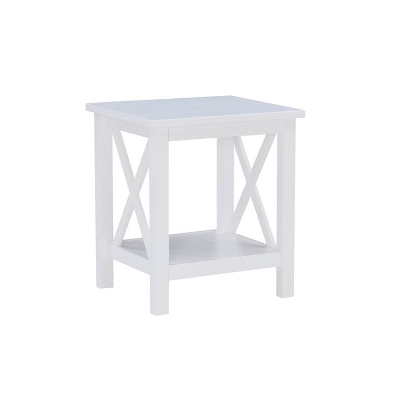 Home Square 2-Piece Furniture Wood MDF End Table Set in Antique White