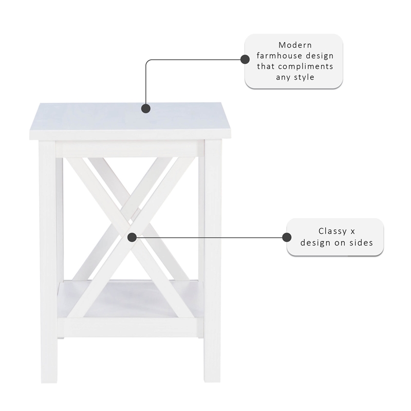 Home Square 2-Piece Furniture Wood MDF End Table Set in Antique White