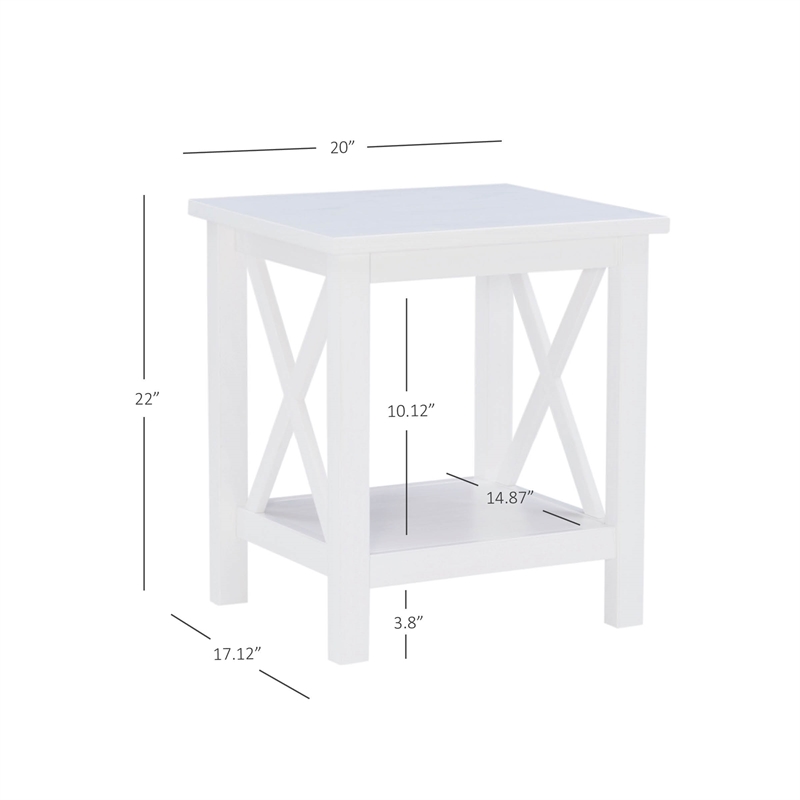 Home Square 2-Piece Furniture Wood MDF End Table Set in Antique White