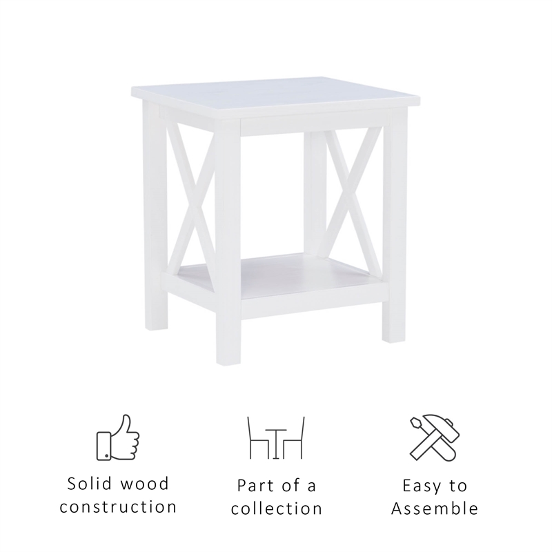 Home Square 2-Piece Furniture Wood MDF End Table Set in Antique White