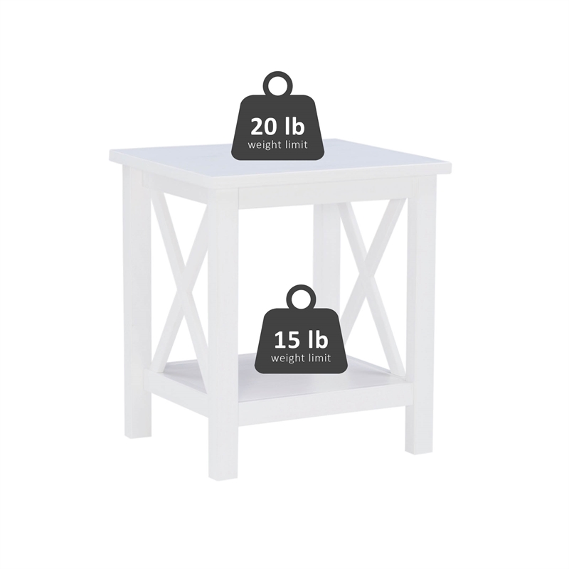 Home Square 2-Piece Furniture Wood MDF End Table Set in Antique White