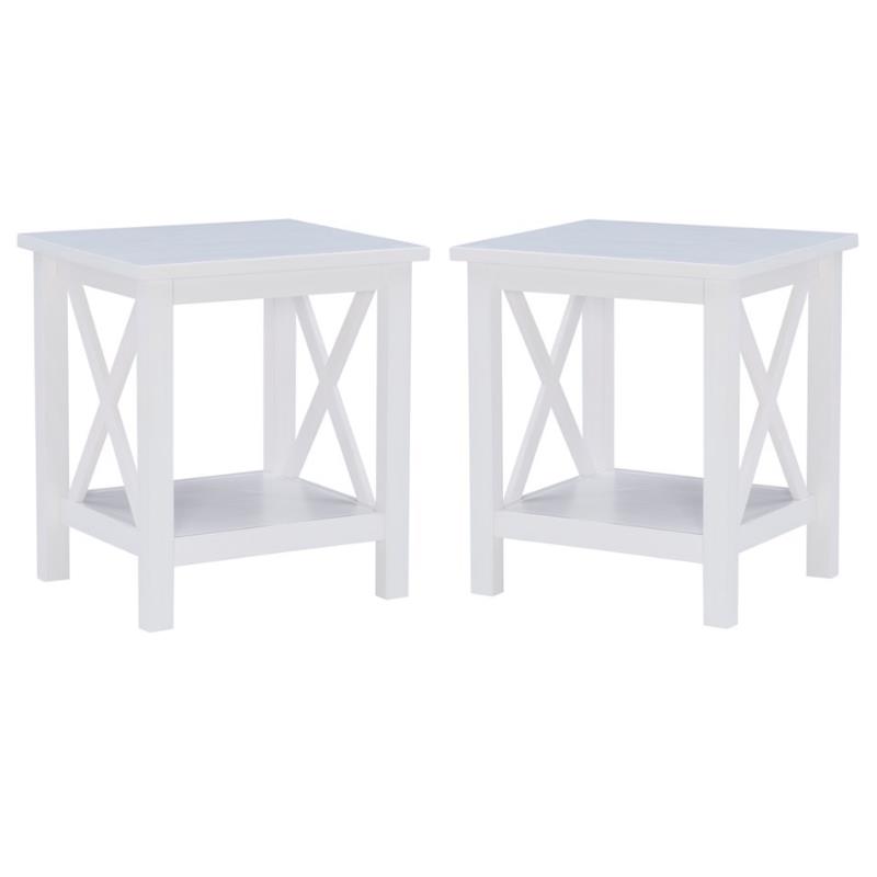 Home Square 2-Piece Furniture Wood MDF End Table Set in Antique White