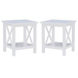 Home Square 2-Piece Furniture Wood MDF End Table Set in Antique White