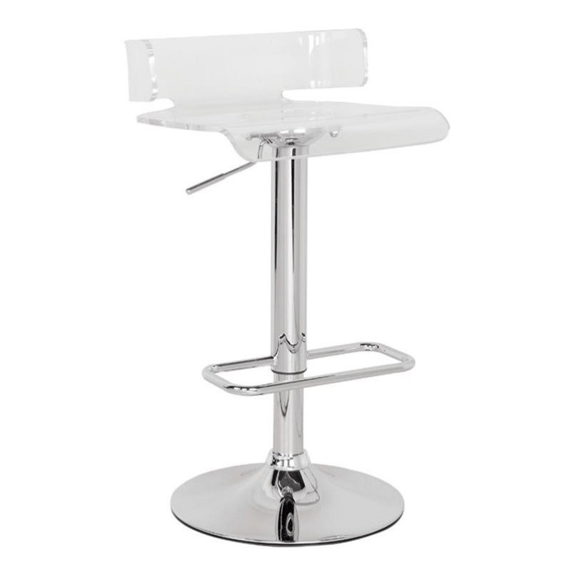 Home Square 2-Piece Furniture Swivel Adjustable Bar Stool Set in Clear