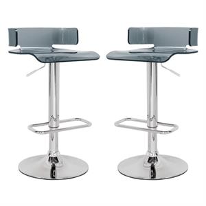 Home Square 2-Piece Furniture Swivel Adjustable Bar Stool Set in Gray