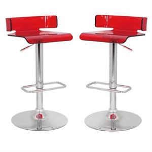 Home Square 2-Piece Furniture Swivel Adjustable Bar Stool Set in Red