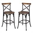 Home Square 2-Piece Furniture Bar Stool Set in Walnut and Antique Black