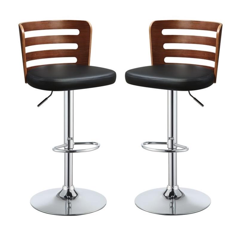 Home Square 2-Piece Furniture Bar Stool Set in Black and Walnut