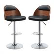 Home Square 2-Piece Furniture Wood Adjustable Bar Stool Set in Black and Walnut