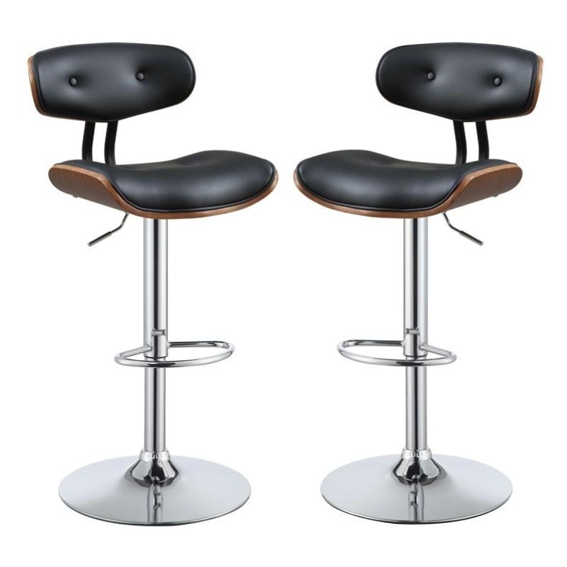 Home Square 2-Piece Furniture Adjustable Bar Stool Set in Black