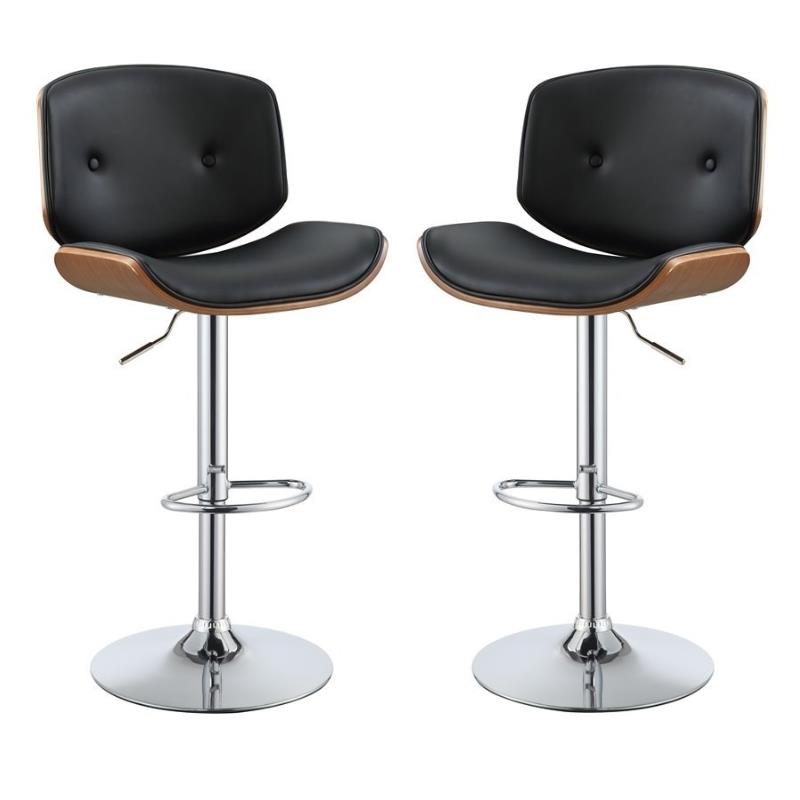 Home Square 2-Piece Furniture Adjustable Bar Stool Set in Walnut
