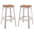 Home Square 2-Piece Furniture Wood Bar Stool Set in Natural and White