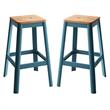 Home Square 2-Piece Furniture Bar Stool Set in Natural and Teal