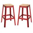 Home Square 2-Piece Furniture Bar Stool Set in Natural and Red