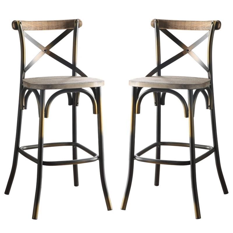 Home Square 2-Piece Furniture Bar Stool Set in Antique Copper