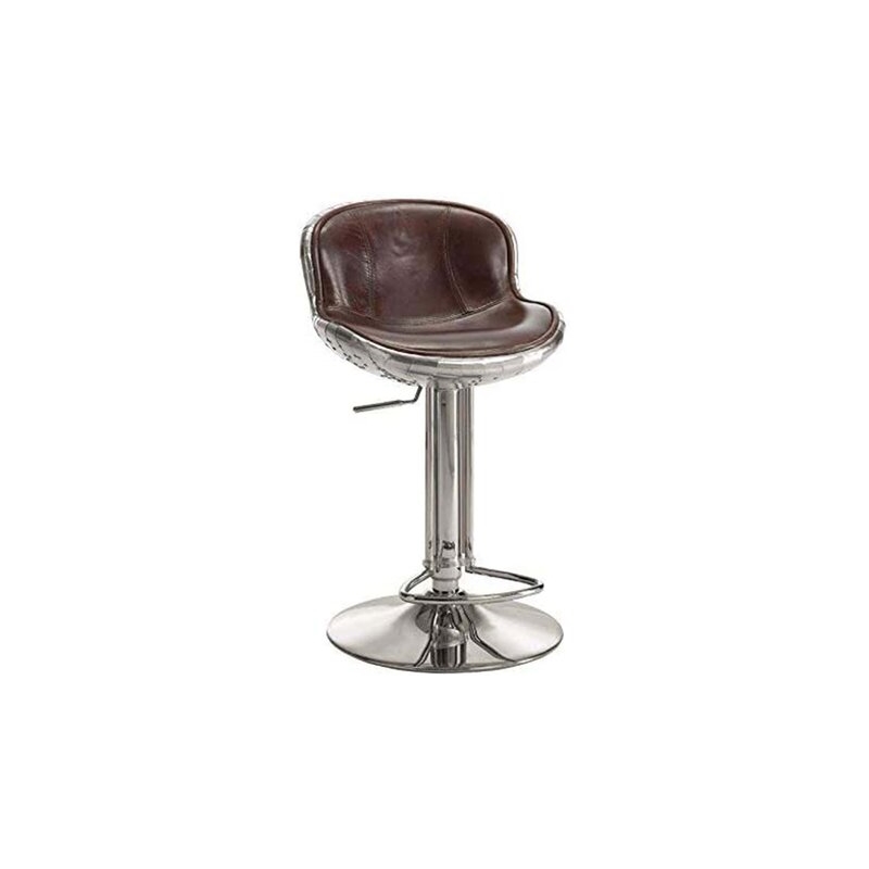 Home Square 2-Piece Adjustable Swivel Leather Bar Stool Set in Vintage Brown