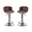 Home Square 2-Piece Adjustable Swivel Leather Bar Stool Set in Vintage Brown