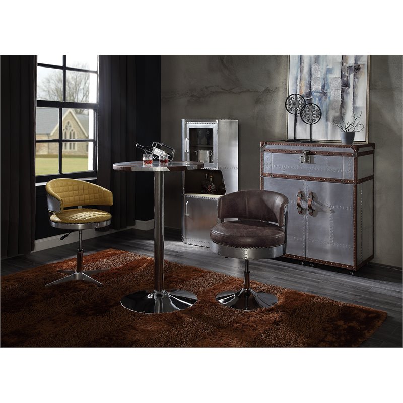 Home Square 2-Piece Adjustable Chair with Swivel Set in Chrome