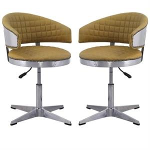 Home Square 2-Piece Adjustable Chair with Swivel Set in Chrome