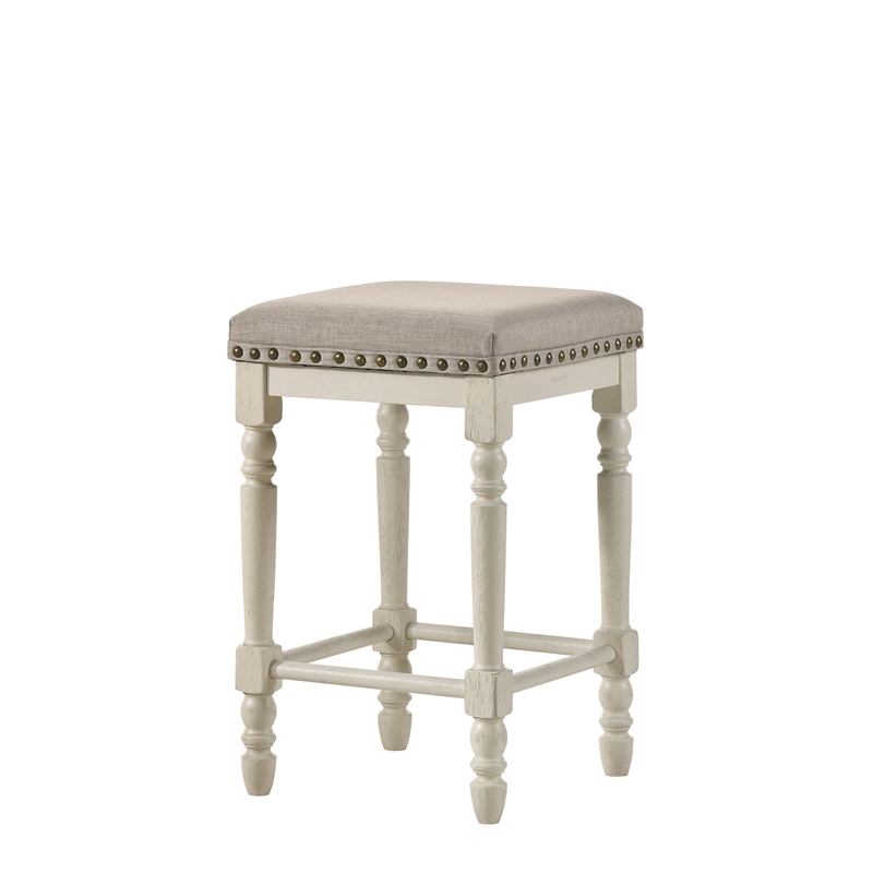 Home Square 2-Piece Counter Height Stool Set in Oak and Antique White Finish