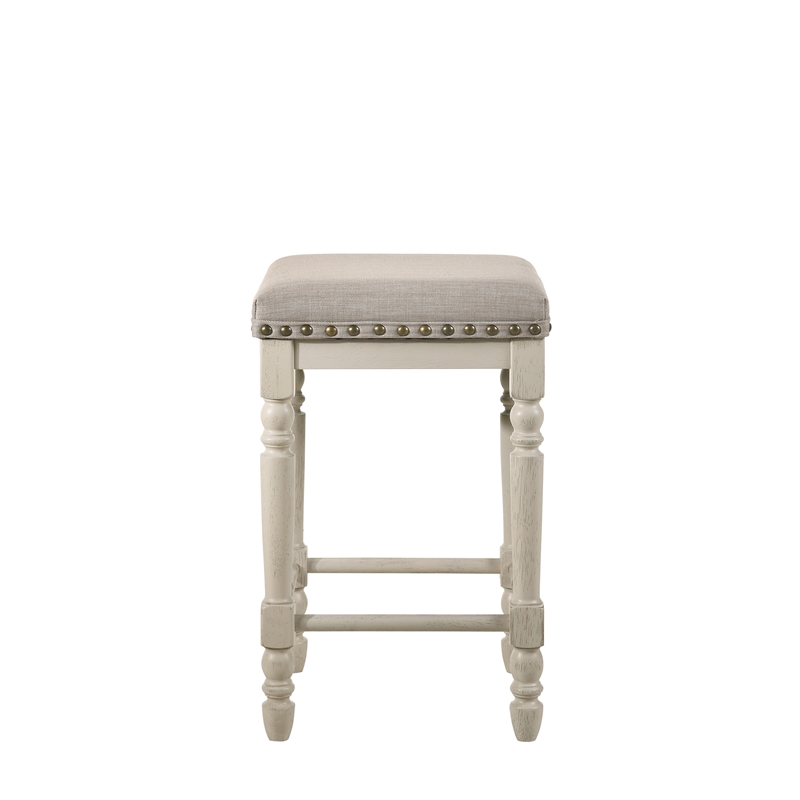 Home Square 2-Piece Counter Height Stool Set in Oak and Antique White Finish