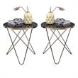 Home Square 2-Piece Furniture End Table Set in Black Glass and Champagne
